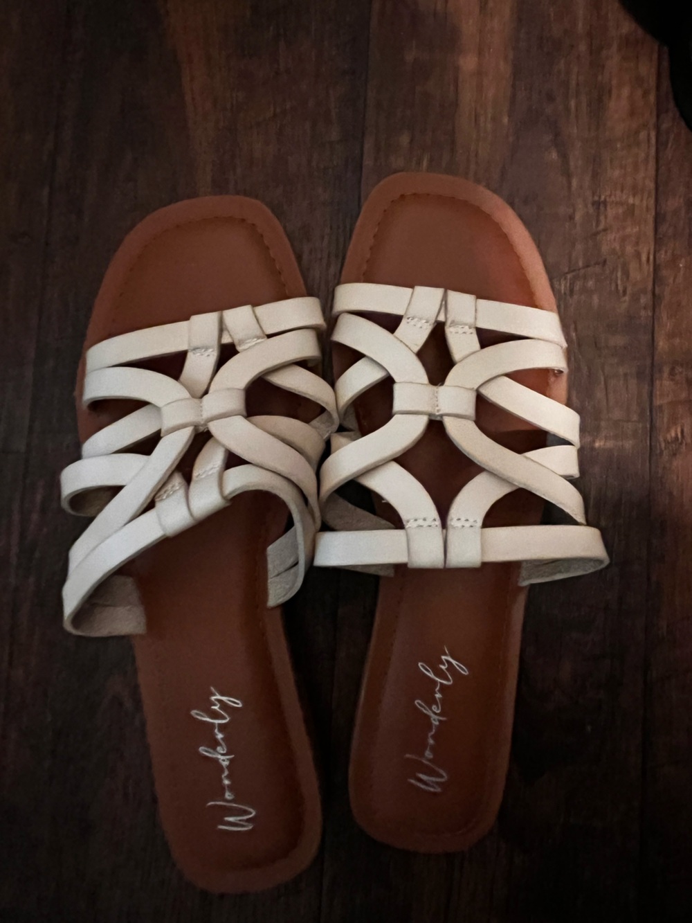 Women’s Wonderly Brand Tara Slide Sandals Size 8M, White Leather